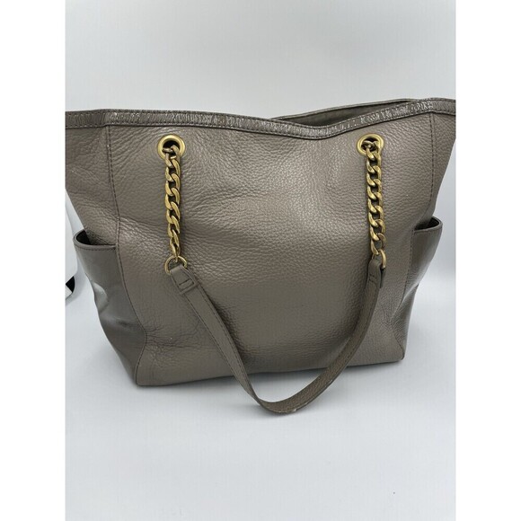 Fossil Women's TAUPE Leather Tote Mimi Handbag Chain Leather Handle Shoulder Bag - Picture 6 of 16